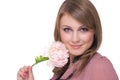 Close up of young beautiful woman with flower Royalty Free Stock Photo