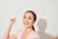 Close-up of young beautiful woman taking selfie Royalty Free Stock Photo