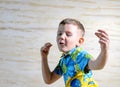 Close Up of Young Boy Singing and Dancing Royalty Free Stock Photo
