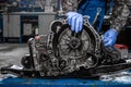 Close-up of a young car repairman Royalty Free Stock Photo