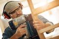 Close up of a young carpenter at work Royalty Free Stock Photo