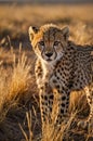 Captivating Close-Up Portrait of a Young Cheetah in Golden Light Royalty Free Stock Photo