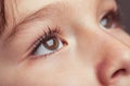 Close up of a young child's eyes