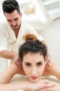 Close-up of young couple in spa and wellness salon Royalty Free Stock Photo