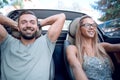 close up.young couple travelling by car Royalty Free Stock Photo