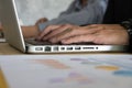 Close-up of young female hands pressing laptop buttons Royalty Free Stock Photo