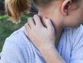 Girl With Eczema Scratching Neck