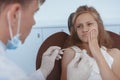 Beautiful young girl visiting dentist Royalty Free Stock Photo