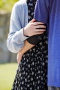 Close-up of young happy couple hugging outdoor Royalty Free Stock Photo