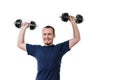 Close up of young man lifting weights Royalty Free Stock Photo