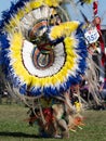 Close Up of Dancing Native American Male with Feather Headdress and Bustle