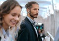 young people communicate standing at the subway station. Royalty Free Stock Photo