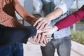 Young people showing teamwork gesture Royalty Free Stock Photo