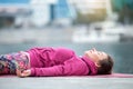 Close up of a young woman in Dead Body pose Royalty Free Stock Photo