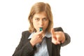 Female Whistle Blower Pointing at You