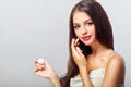 Close-up of a Young Woman Getting Spa Treatment. Cosmetic Cream Royalty Free Stock Photo