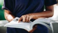 Close up young woman reading book, Education concept Royalty Free Stock Photo
