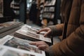 Close-up of a young woman reading a magazine in a bookstore, A closeup of a female customers hands examining merchandise or