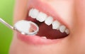 Close up young woman smiling white glamour teeth. Royalty Free Stock Photo