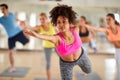 Close up of young woman on stretching training indoor Royalty Free Stock Photo