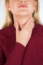 Close Up Of Young Woman Suffering From Sore Throat Royalty Free Stock Photo