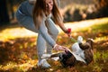 Close-Up Of A Young Women With Her Dog Royalty Free Stock Photo