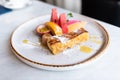 Close up of yummy french toast with fresh fruits Royalty Free Stock Photo