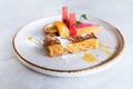 Close up of yummy french toast with fresh fruits Royalty Free Stock Photo