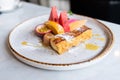 Close up of yummy french toast with fresh fruits Royalty Free Stock Photo