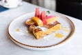 Close up of yummy french toast with fresh fruits Royalty Free Stock Photo