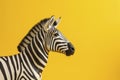 Vibrant Zebra Portrait on Yellow Background
