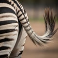 Close-up of a zebra\'s hindquarters, featuring distinctive black-and-white stripes. The Royalty Free Stock Photo