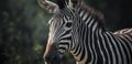 A close up of a zebra standing in front of trees Royalty Free Stock Photo