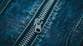 A close up of a zipper on the side of some blue jeans, AI Royalty Free Stock Photo