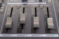 Close-up zone of subgroup and mix routing in an audio mixer Royalty Free Stock Photo
