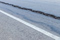 Asphalt road surface crack repair Royalty Free Stock Photo