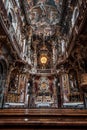 Feb 2, 2020 - Munich, Germany: Close view of altar facade of Baroque church Asamkirche