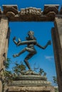 Close view of ancient lord nataraja dancing sculpture positioned between pillars, Chennai, Tamil nadu, India, Jan 29 2017