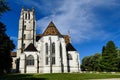 Apse and bell tower of the Saint-Nicolas-de-Tolentin church of the royal monastery of Brou in Bourg-en-Bresse Royalty Free Stock Photo