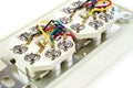 Close view back of dual telephone outlet Royalty Free Stock Photo