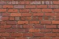 Close view background of old brick wall with irregular bricks, very dirty mortar joints, Royalty Free Stock Photo