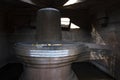 Close view of Badavi Linga Large Shiva Linga isolated in temple