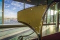 Close view of baggage trolley with view on the tarmac Royalty Free Stock Photo