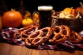 close view of bavarian pretzels on a table