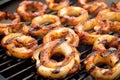 close view of bbq grilled calamari rings Royalty Free Stock Photo