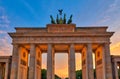 Close view of the Brandenburg Gate in Berlin at dusk Royalty Free Stock Photo