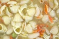 Close view chicken broth soup with pasta Royalty Free Stock Photo