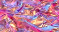 Close View of Crumpled Pink Foil Surface with Reflective Details