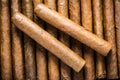 Close view on cuban hand rolled cigars Royalty Free Stock Photo