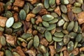 Close view of dried apple chunks with pumpkin seeds